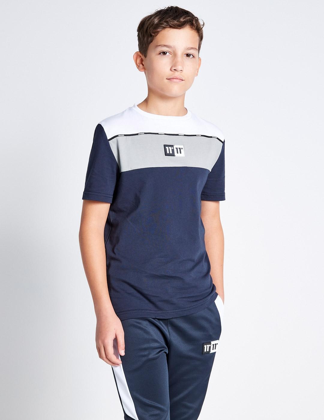 Camiseta Jr 11 COLOUR BLOCK TAPED - Navy / Steel / Wh