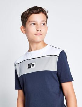 Camiseta Jr 11 COLOUR BLOCK TAPED - Navy / Steel / Wh