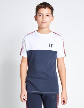 Camiseta Jr 11  BLOCK BLOCK TAPED - Navy / White