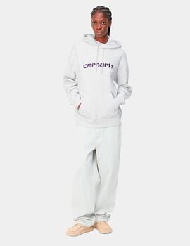 Sudadera W' HOODED CARHARTT - Ash Heather/Cassis
