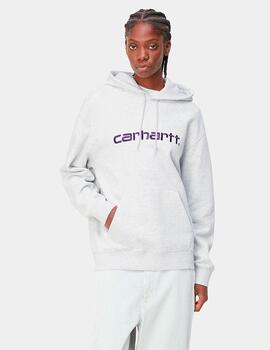 Sudadera W' HOODED CARHARTT - Ash Heather/Cassis