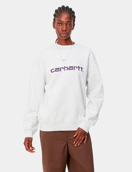 Sudadera W' CARHARTT SWEAT - Ash Heather/Cassis