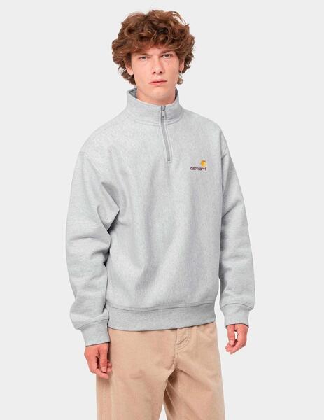 Sudadera Carhartt HALF ZIP AMERICAN SCRIPT Ash Heather