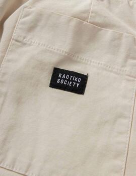 Bermuda KAOTIKO RELAXED CANVAS PINZAS - Ivory
