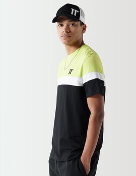 Camiseta 11º TRIPLE PANEL- Black / White / Lime