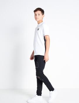 Camiseta Jr TEXT PANEL CUT AND SEW - White/Black