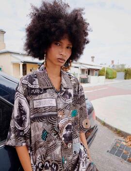 Camisa GRIMEY SUPASTAR SATIN BUTTON UP - Green