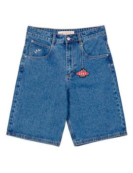 Bermuda GRIMEY BURN IN FLAMES DENIM - Washed Blue