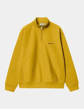 Sudadera CARHARTT HALF ZIP AMERICAN SCRIPT - Golden Olive