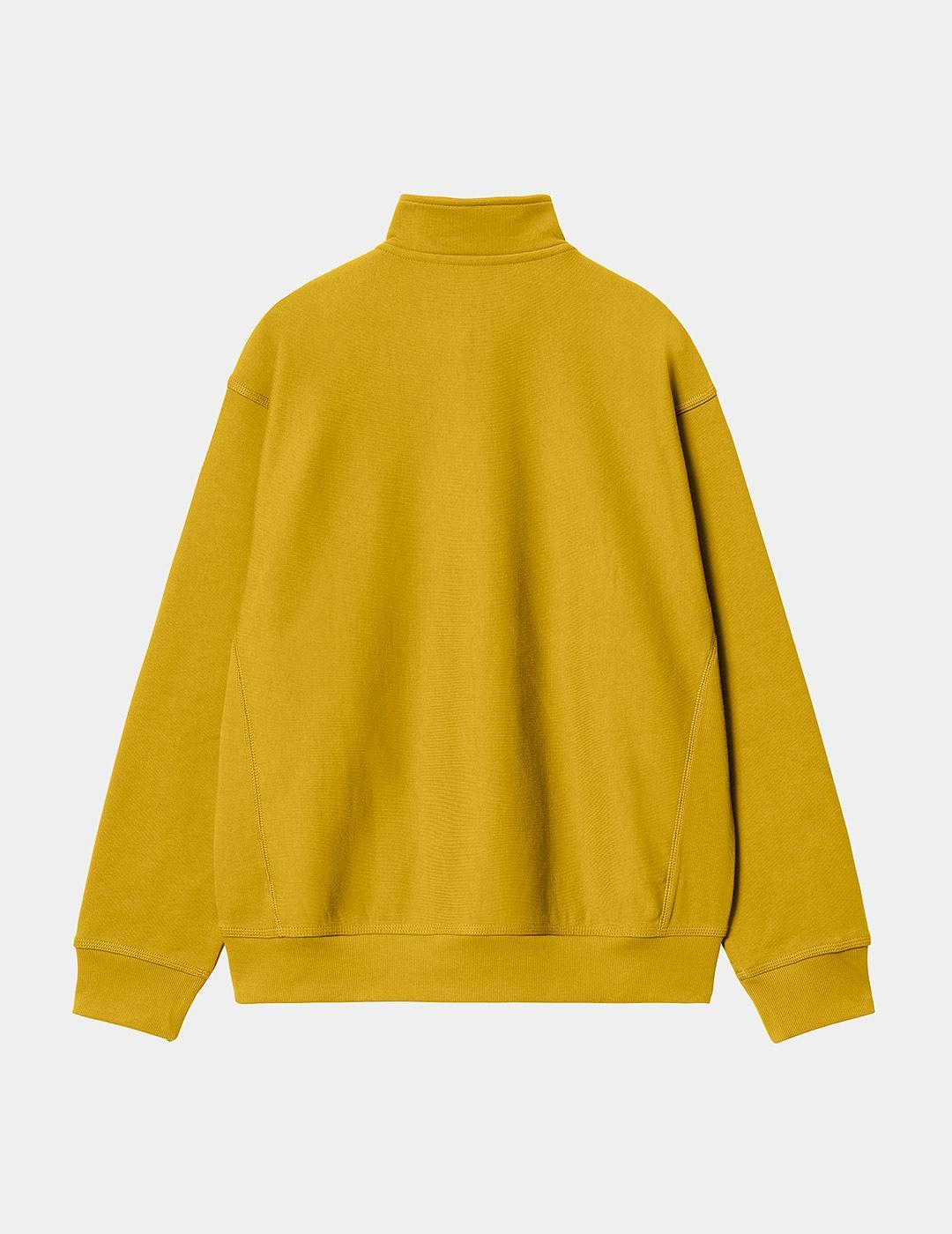 Sudadera CARHARTT HALF ZIP AMERICAN SCRIPT - Golden Olive