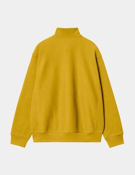 Sudadera CARHARTT HALF ZIP AMERICAN SCRIPT - Golden Olive