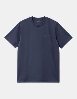 Camiseta CARHARTT WIP SCRIPT EMBROIDERY-Air Force Blue/Whit