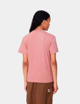 Camiseta CARHARTT WIP W' SCRIPT EMBROIDERY-Dusty Rose/Moonb