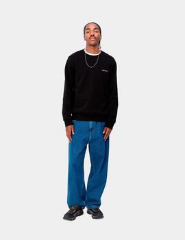 Sud. Crew CARHARTT WIP SCRIPT EMBROIDERY - Black / White