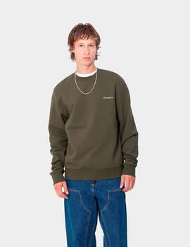 Sud. Crew CARHARTT WIP SCRIPT EMBROIDERY - Cypress / White