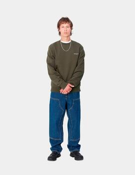 Sud. Crew CARHARTT WIP SCRIPT EMBROIDERY - Cypress / White