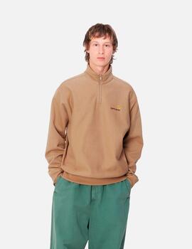 Sudadera CARHARTT WIP HALF ZIP AMERICAN SCRIPT - Peanut