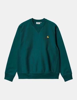 Sudadera Crew CARHARTT AMERICAN SCRIPT - Malachite