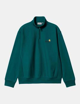 Sudadera CARHARTT WIP HALF ZIP AMERICAN SCRIPT - Malachite