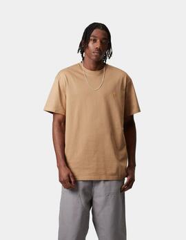 Camiseta CARHARTT WIP CHASE - Dusty H Brown / Gold