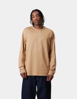 Camiseta CARHARTT WIP CHASE LS - Dusty H Brown / Gold