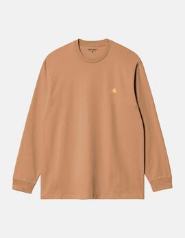 Camiseta CARHARTT WIP CHASE LS - Dusty H Brown / Gold