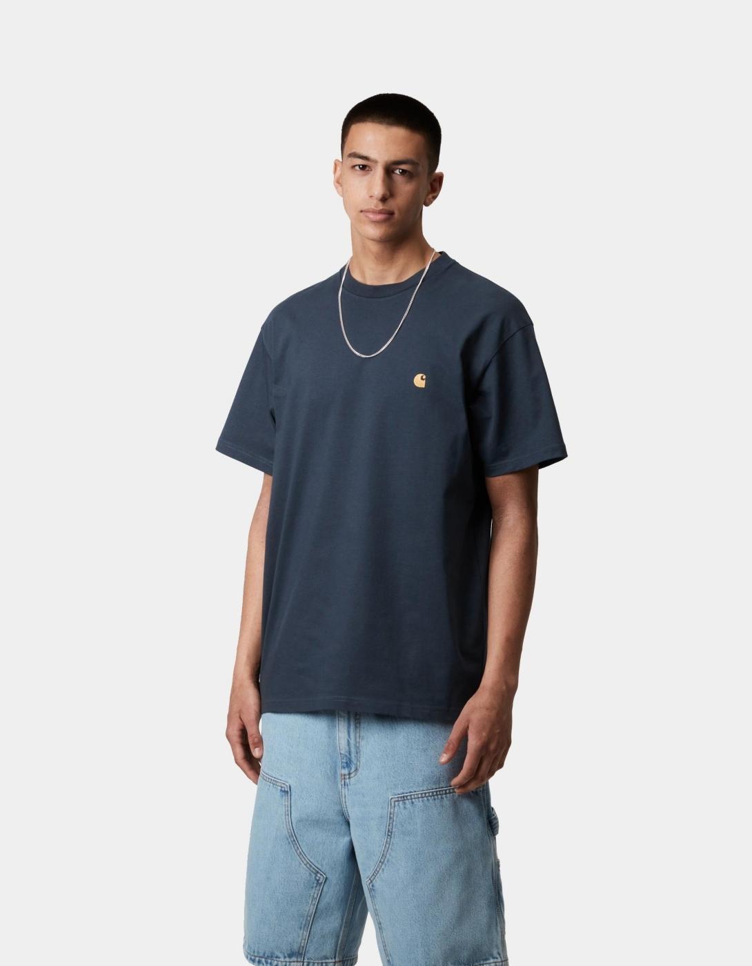 Camiseta CARHARTT WIP CHASE - Dusky Blue / Gold