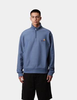 Sudadera CARHARTT WIP HALF ZIP AMERICAN SCRIPT - Blue Iris