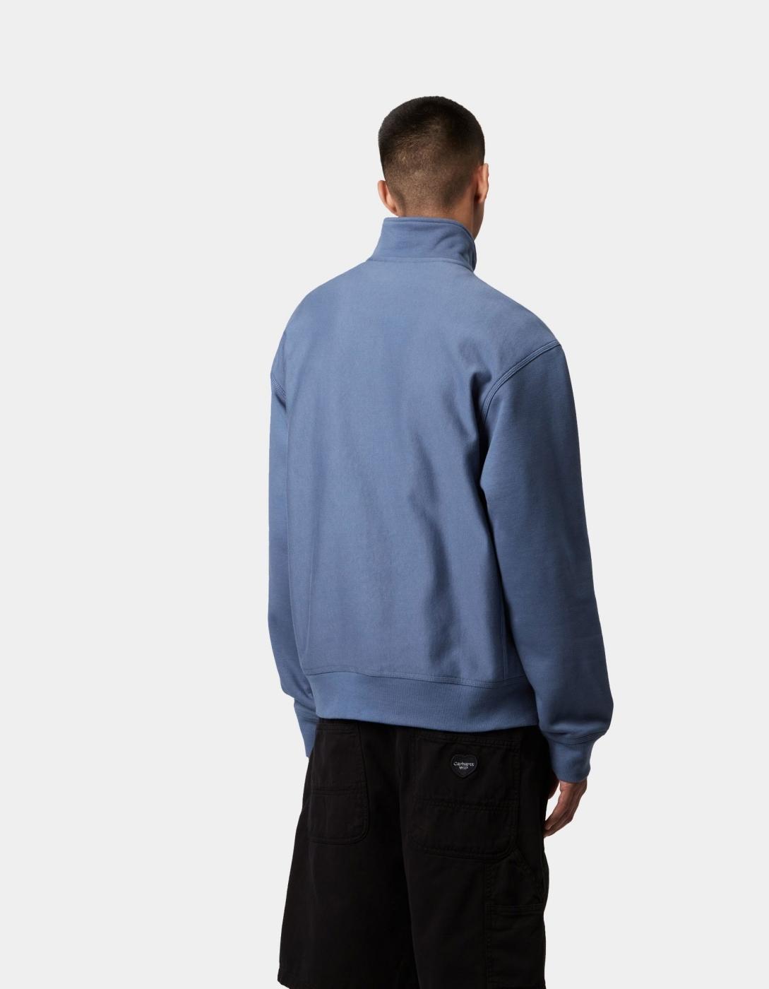 Sudadera CARHARTT WIP HALF ZIP AMERICAN SCRIPT - Blue Iris
