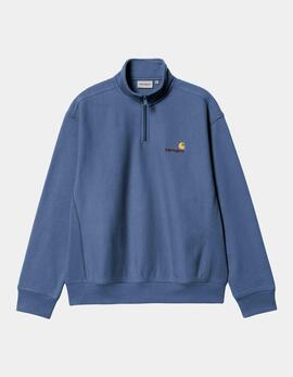 Sudadera CARHARTT WIP HALF ZIP AMERICAN SCRIPT - Blue Iris