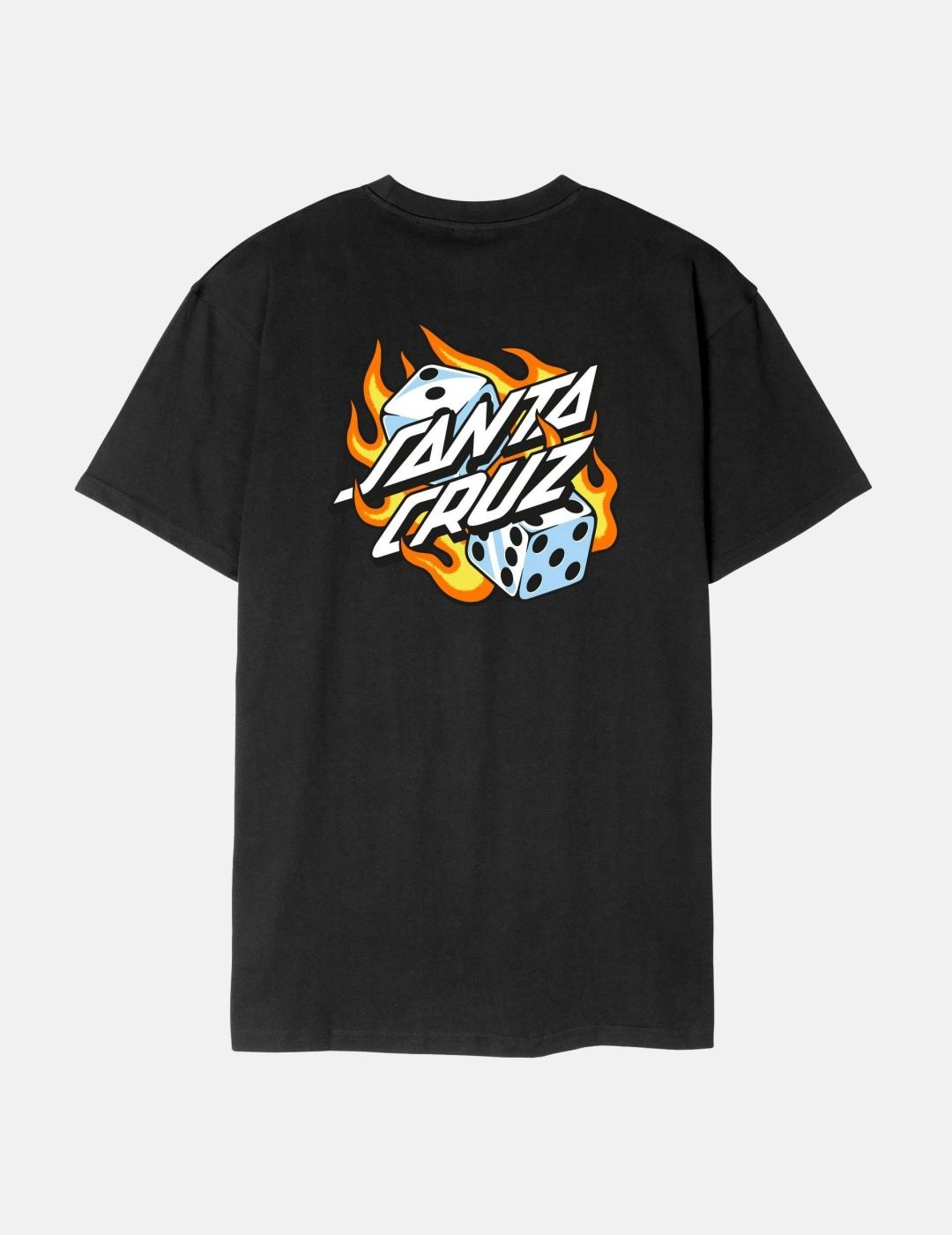 Camiseta FLAMING DICE DOT CHEST - Black
