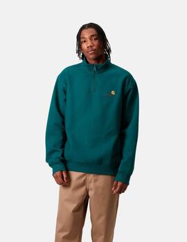 Sudadera CARHARTT WIP HALF ZIP AMERICAN SCRIPT - Malachite