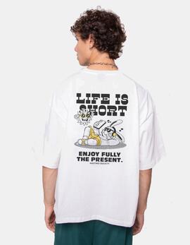 Camiseta LIFE IS SHORT - White/Yellow