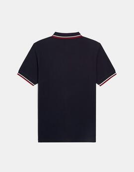 Polo FRED PERRY M3600 - Navy/Snow White/Burnt Red