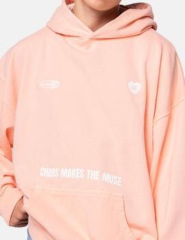 Sudadera Capucha KAOTIKO WASHED CHAOS - Coral