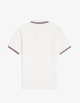 Polo FRED PERRY M3600 - Snow White/Burnt Red/Navy