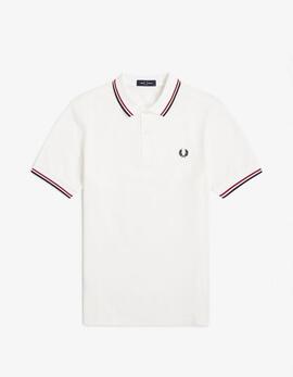 Polo FRED PERRY M3600 - Snow White/Burnt Red/Navy