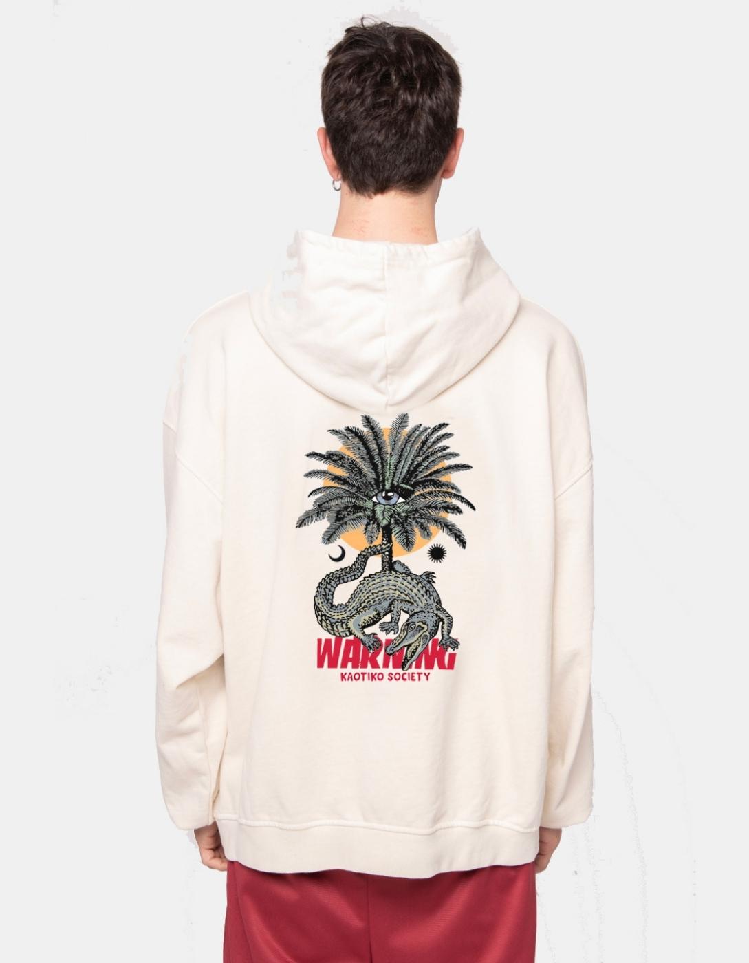 Sudadera Capucha KAOTIKO WASHED WARNING - Bone