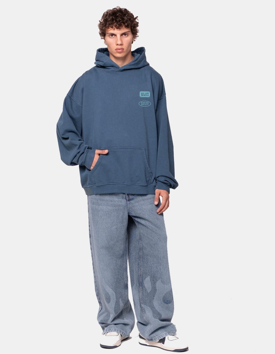 Sudadera Capucha KAOTIKO WASHED PINBALL - Navy