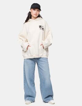 Sudadera Cap. KAOTIKO WASHED PHASES EYES - Bone