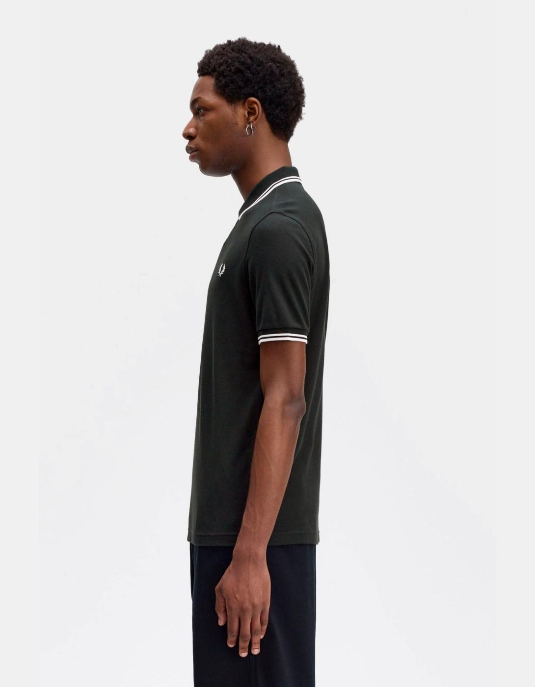 Polo FRED PERRY M3600 - Night Green/Snow White/Snow White