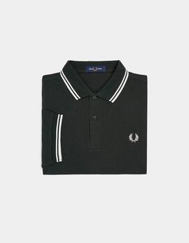 Polo FRED PERRY M3600 - Night Green/Snow White/Snow White