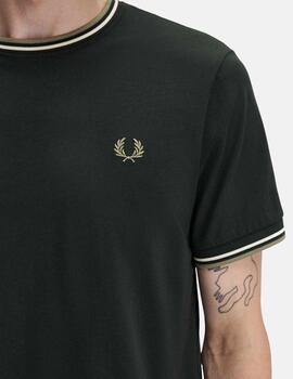 Camiseta FRED PERRY M1588 - Night Green/Light Ecru/Olive
