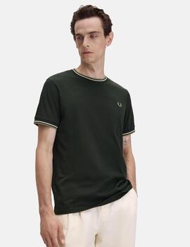 Camiseta FRED PERRY M1588 - Night Green/Light Ecru/Olive