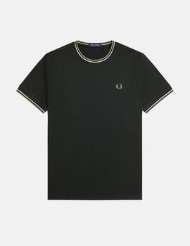 Camiseta FRED PERRY M1588 - Night Green/Light Ecru/Olive