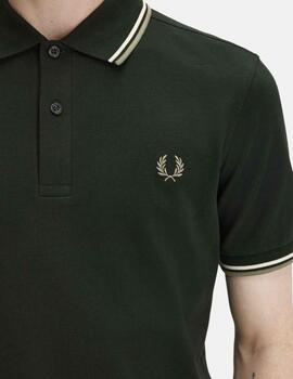 Polo FRED PERRY M3600 - Night Green/Light Ecru/Olive Mint