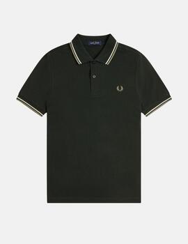 Polo FRED PERRY M3600 - Night Green/Light Ecru/Olive Mint