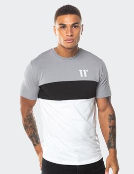 Camiseta Eleven Degree TRIPLE PANEL - Silver, White - Black