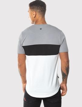 Camiseta Eleven Degree TRIPLE PANEL - Silver, White - Black