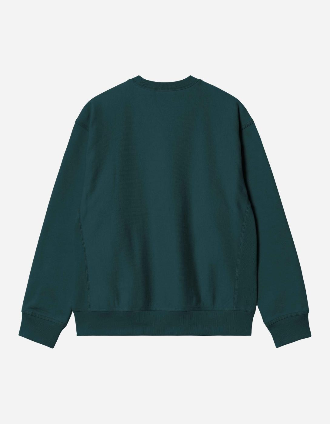 Sudadera Crew CARHARTT WIP AMERICAN SCRIPT - Deep Lagoon